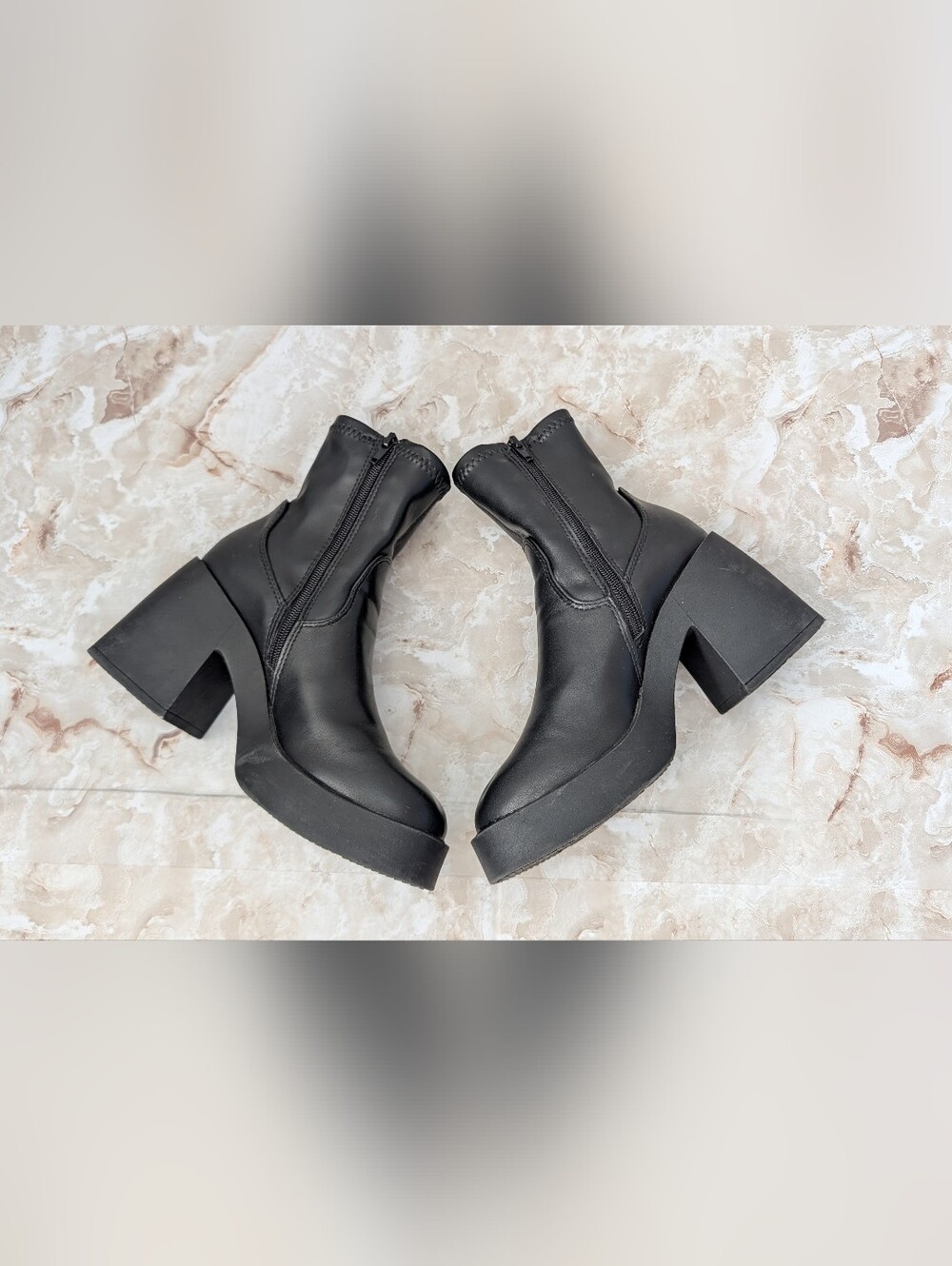 Madden Girl Ankle Boots Black Platform Block Heel Lug Sole Woman's Sz 7 - Picture 9 of 13